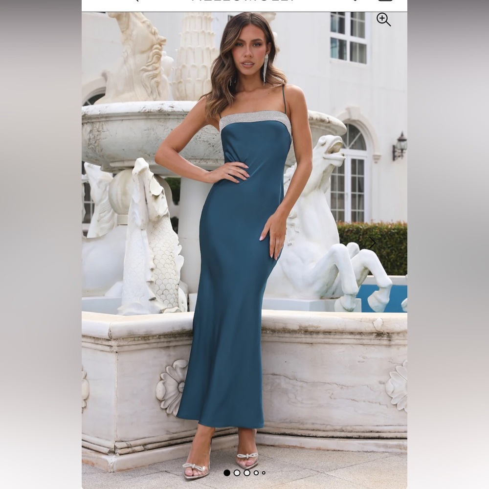 Hello Molly Teal Dress with Silver Detailing